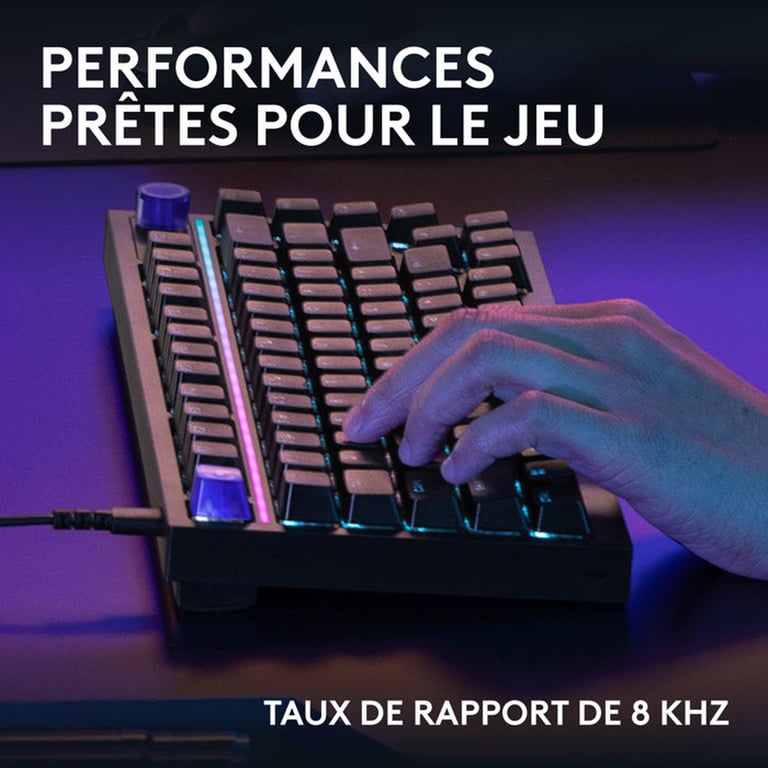 Clavier gaming filaire Logitech G G316 X 75 AZERTY 75% noir RGB hot-swap PBT 8 kHz - Neuf