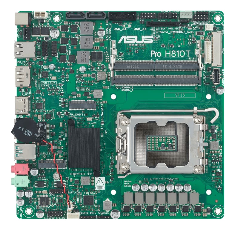 ASUS PRO H810T CSM Carte mère Thin mini ITX Socket LGA1851 H810 Chipset USB C 3.2 Gen 2x2 USB 3.2 Gen 2 USB 3.2 Gen 1 Gigabit LAN carte graphique embarquée unité centrale... - vue 2