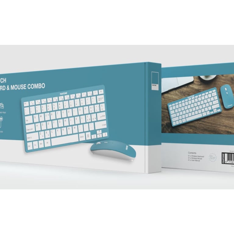 Pantone Pt-kb09g1 Clavier Souris Incluse Maison Rf Sans Fil Qwerty Italien Bleu - vue 4