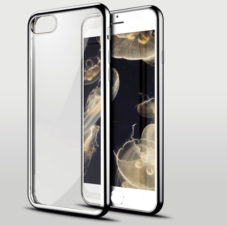 Coque Chrome Silicone IPHONE 7 APPLE Contour Transparente Bumper Protection Gel Souple (GRIS)