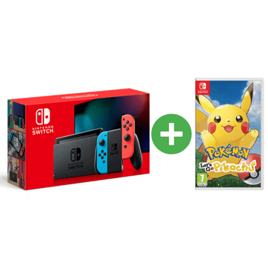 Switch & Pokémon Let's Go! Pikachu - Bundle Console de jeux portables 15,8 cm (6.2'') 32 Go Écran tactile Wifi Bleu, Gris, Rouge
