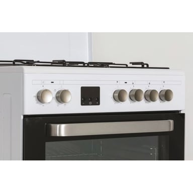 Cuisinière mixte Rosières RGE660CMW/E Four électrique 60L 4 foyers (3 gaz+1 électrique) Catalyse Minuteur Blanc
