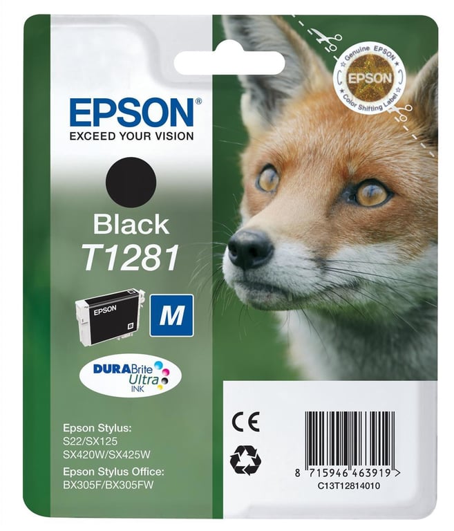 Epson T1281 5.9 ml original blister cartouche d'encre pour Stylus S22 SX130 SX230 SX235 SX430 SX435 SX438 SX440 SX445 Stylus Office BX305 - vue 2