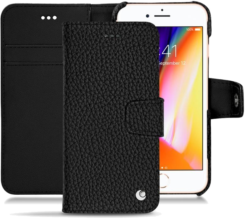 Housse cuir Apple iPhone 8 - Rabat horizontal portefeuilleNoir
