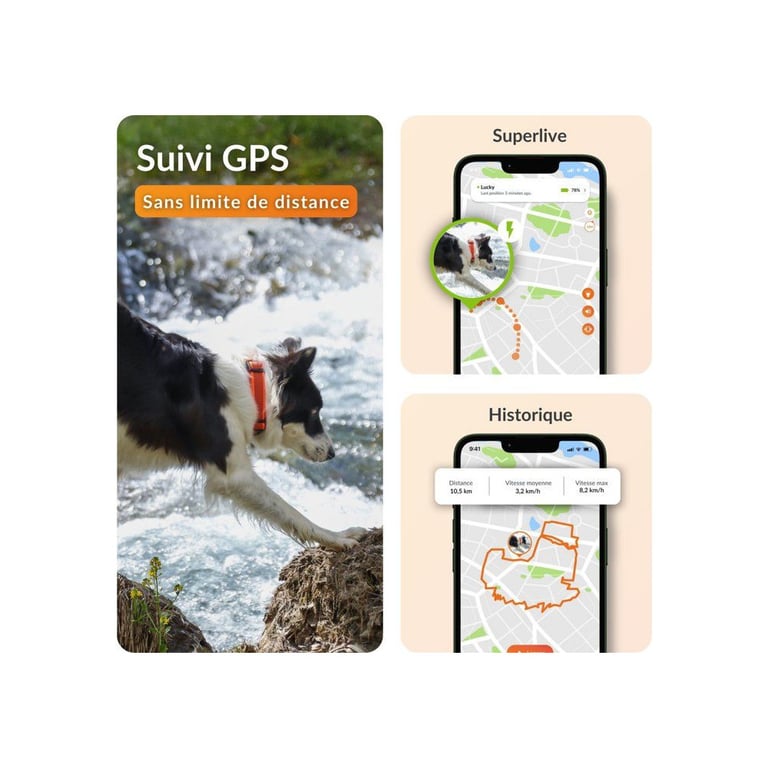 Tracker GPS pour chien Weenect XT — Autonomie 3 semaines, Étanche, Lampe LED — Noir/Orange - Excellent état