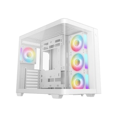 Boîtier PC tour DeepCool CG530U 4F ATX verre trempé 4 ventilateurs RGB Blanc