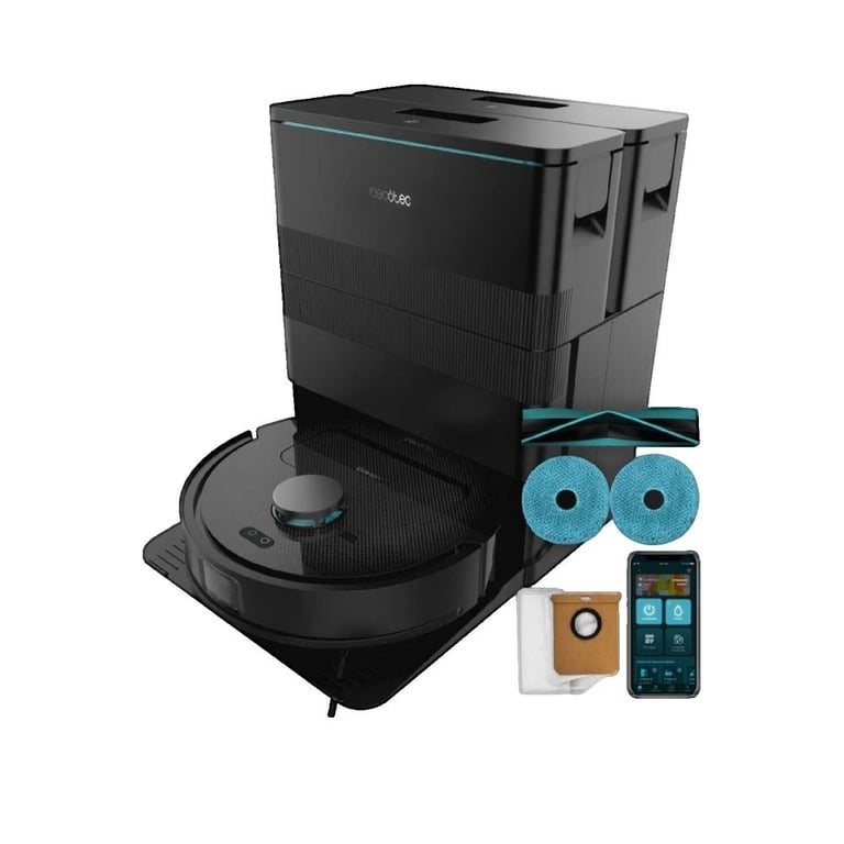 Cecotec Robot Aspirateur et Laveur de Sols avec Base Autovidage Conga X50. Moteur de 15000Pa Base 4 en 1 Technologie Laser