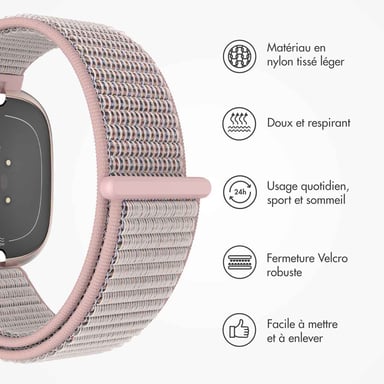 imoshion Bracelet en nylon pour Fitbit Versa 4/ 3 / Sense (2) - Rose