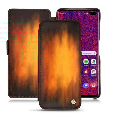 Housse cuir Samsung Galaxy S10+ -  - Fauve Patine - Cuir patine