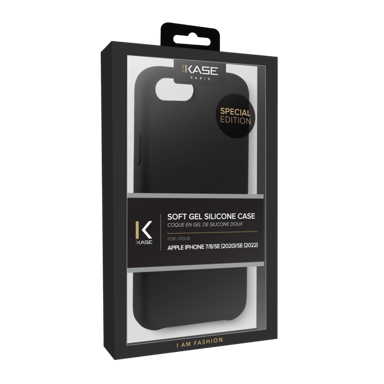 (Edición especial) Funda de gel de silicona suave para Apple iPhone 7/8/SE 2020/SE 2022, Negro satinado