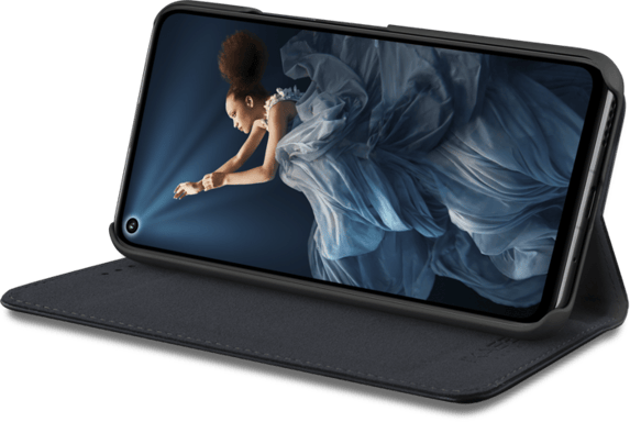 Coque clapet folio avec fente pour cartes & support pour Huawei Honor 20 Pro, Noir