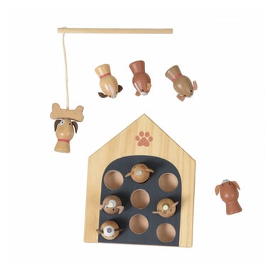 Juego educativo de pesca con 9 perros de madera