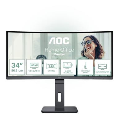 AOC CU34P3CV écran plat de PC 86,4 cm (34'') 3440 x 1440 pixels UltraWide Quad HD LED Noir