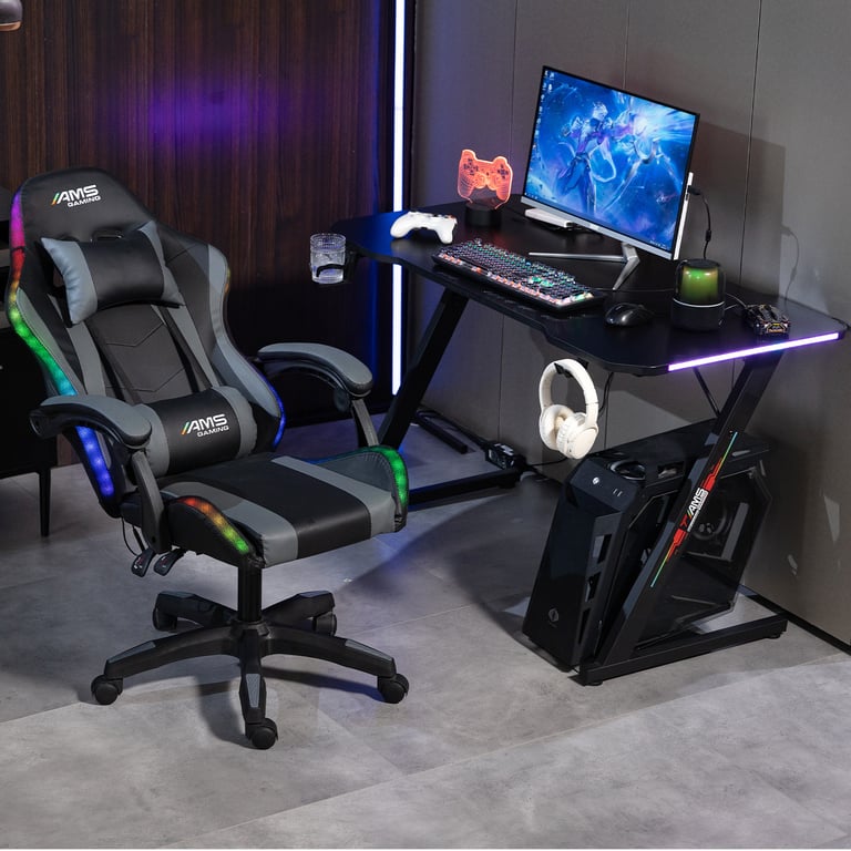 Chaise gamer AMS GAMING GAMER02 LED & LED RGB 358 effets Télécommande - vue 4