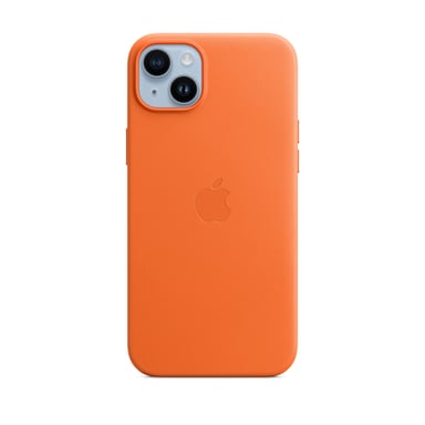 Coque en cuir avec MagSafe pour iPhone 14 Plus Orange