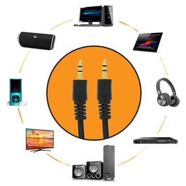 Cable de audio Jack 3,5 mm Auxiliar Sonido estéreo 5m LinQ - Negro