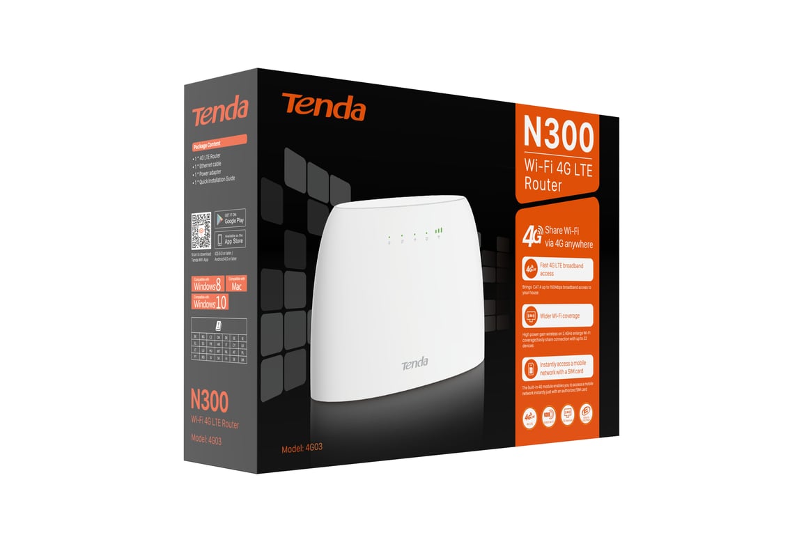 Tenda N300 routeur sans fil Fast Ethernet Monobande 2 4 GHz 4G Neuf - vue 2
