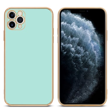 Coque pour Apple iPhone 11 PRO en Glossy Vert Menthe - Or Housse de protection Étui en silicone TPU flexible et avec protection pour appareil photo