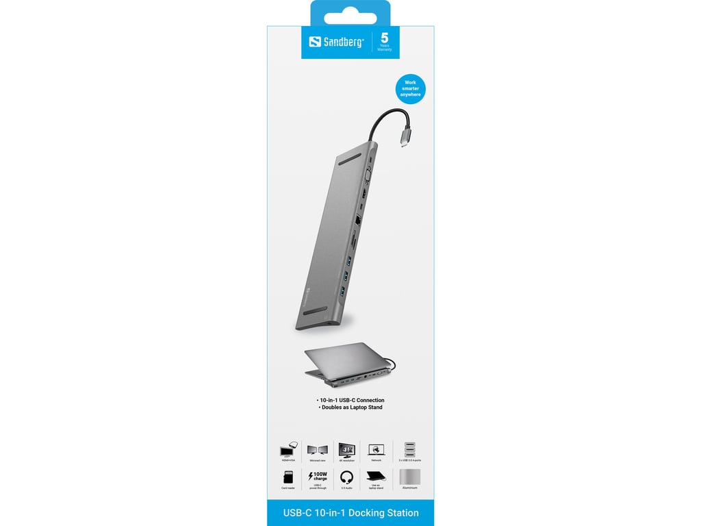 Sandberg USB C 10 in 1 Docking Station Neuf - vue 2
