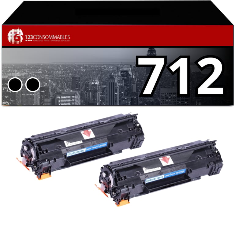 Pack 2 Toners compatible CANON 712 noir - Neuf