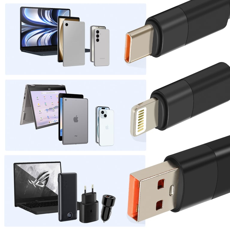 Câble de Charge et Synchronisation USB vers Lightning et USB C Neuf - vue 5