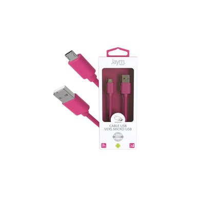 Câble USB vers Micro-USB 2.4A - 1,5 mètres - Collection POP - Rose