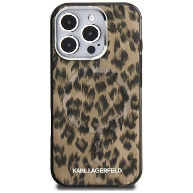 Custodia Karl Lagerfeld IML Leopard MagSafe per iPhone 16 Pro Max, marrone