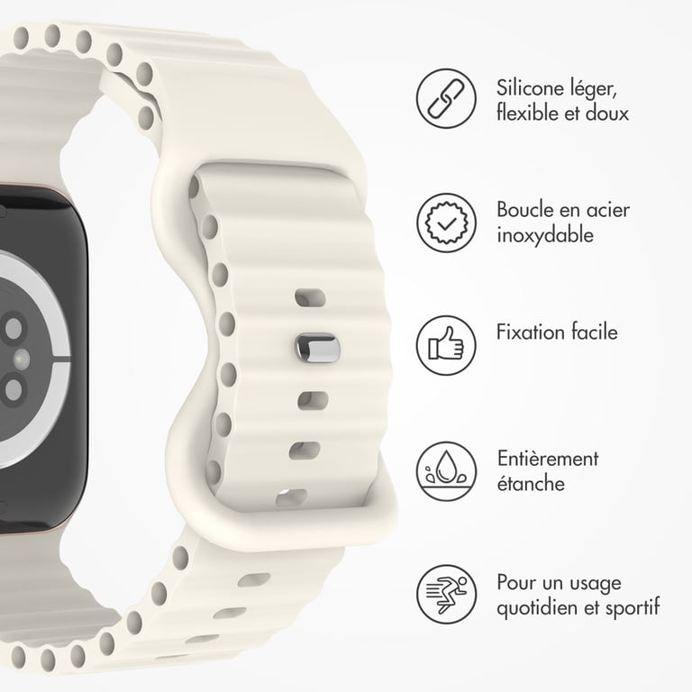 imoshion Bracelet Athletic en silicone pour Apple Watch | 44/45/46/49 mm - Starlight - Neuf