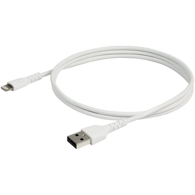 StarTech.com Cable Resistente USB-A a Lightning de 1 m Blanco - Cable de Alimentación y Sincronización USB Tipo A a Lightning con Fibra de Aramida Rob