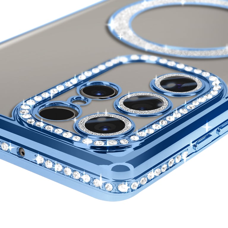 Avizar - Coque pour Samsung Galaxy S24 Ultra - MagSafe - Strass - Bleu Clair - Image 2