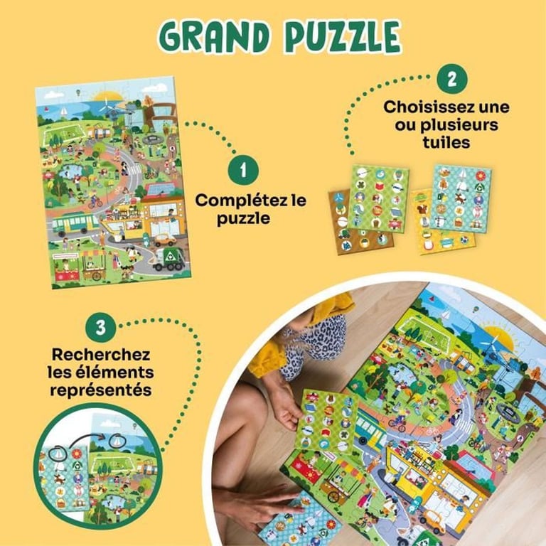 Jeux éducatifs GEOMAG Observation Puzzle City Puzzle écologique Découverte des villes durables Poster inclus - vue 3