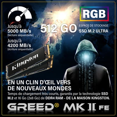 MK2 FE - PC Gamer - AMD Ryzen 5 5500 - Nvidia Geforce RTX 5050 - Rapide Bureau PC Gaming - 16 GO RAM DDR4 - 512 GO SSD - Ordinateur avec WiFi + Windows 11 Pro
