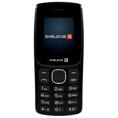 Evelatus Téléphone portable à bouton facile avec caméra lampe de poche radio double SIM et longue durée de vie de la batterie Noir