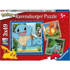 Puzzle pour enfants 3x49 pieces Pokémon - Salameche, Bulbizarre et Carapuce - Des 5 ans - 3 posters inclus - 05586 - Ravensburger - Neuf