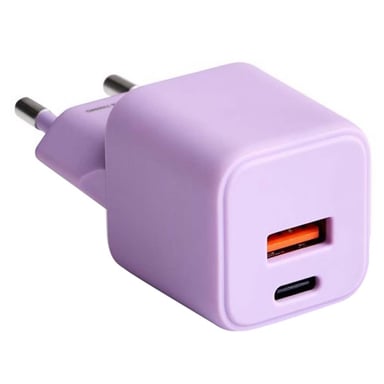 Chargeur Secteur Rapide USB-A 18W QC / USB-C 30W PD Compact GaN Lavande