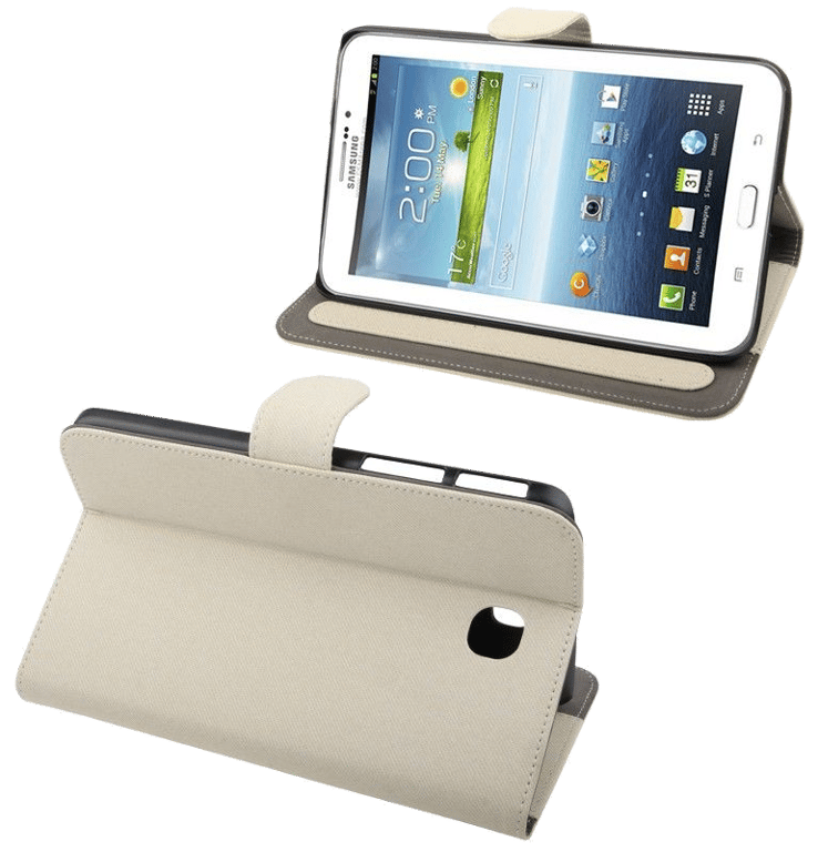 Housse Samsung Galaxy Tab 3 P3200 Sm T2100 7 ' Anticasse Support Tissu Blanc Faux cuir YONIS