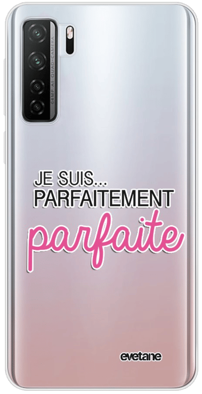 Evetane Coque Huawei P40 Lite 5G silicone transparente Motif Je suis parfaitement parfaite ultra res