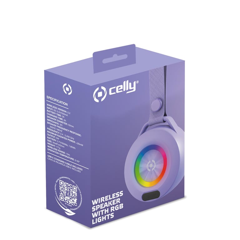 Celly LIGHTBEATVL haut-parleur portable et de fête Enceinte portable mono Violet 5 W - Neuf