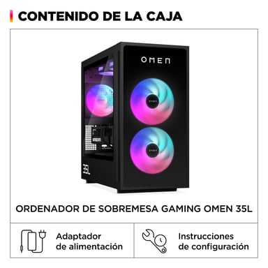 HP OMEN 35L Gaming Desktop GT16-0056ns PC Intel® Core™ i7 i7-14700F 16 Go DDR5-SDRAM 1 To SSD NVIDIA GeForce RTX 5060 Ti DOS gratuit Tower AI PC Noir