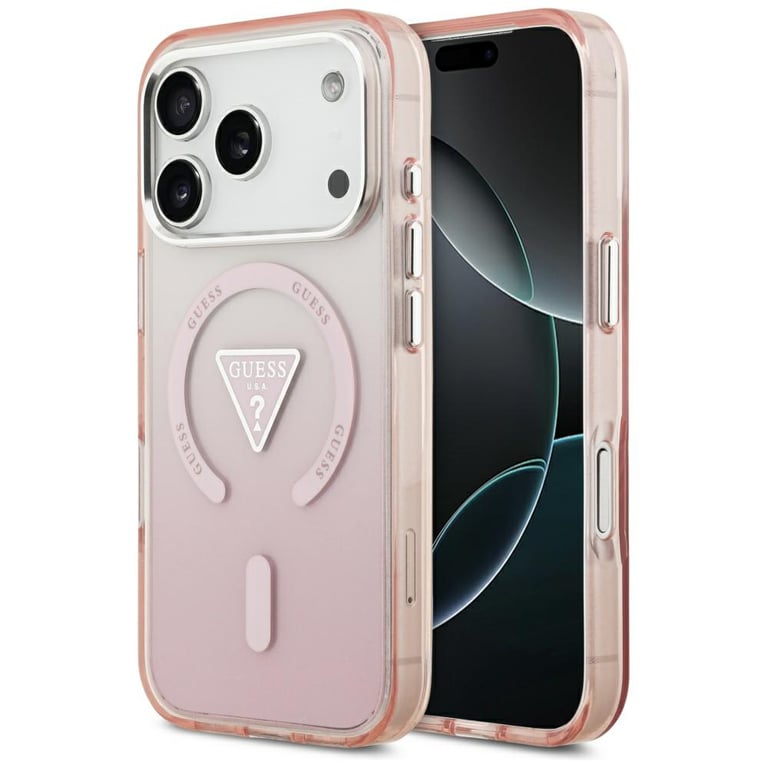 Guess Etui IML Gradient Triangle Logo MagSafe do iPhone 17 Pro ró?owy