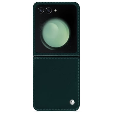 Coque cuir Samsung Galaxy Z Flip5 - Seconde peau - Vert - Cuir saffiano
