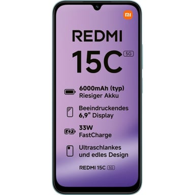 Xiaomi Redmi 15C 5G 17,5 cm (6.9'') Ranura híbrida Dual SIM USB Tipo C 4 GB 256 GB 6000 mAh Verde