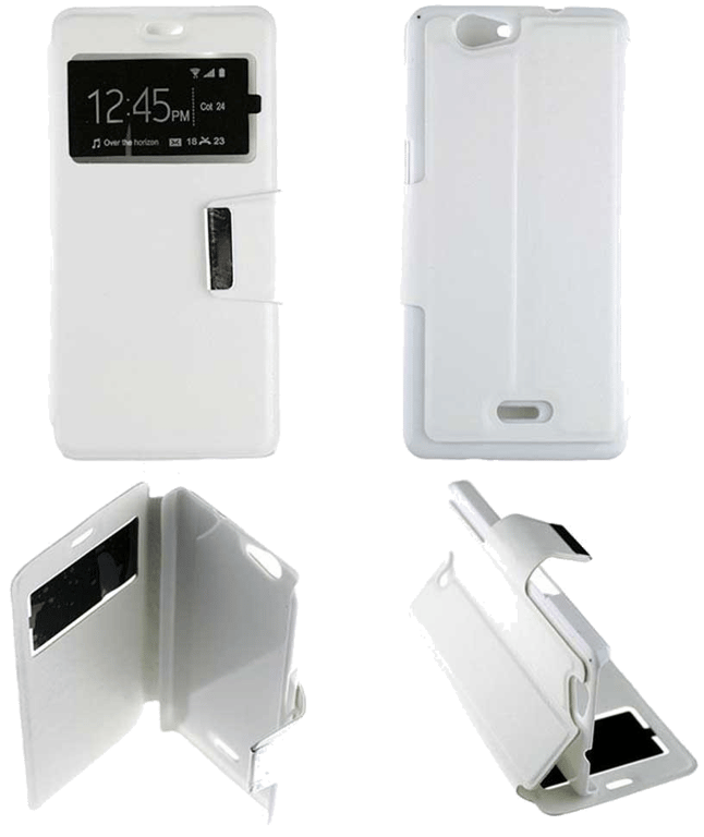 Etui Folio compatible Blanc Wiko Getaway