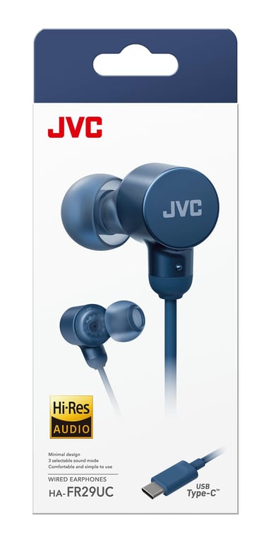 JVC HAFR29UCA casque Avec fil Ecouteurs Appels/Musique USB Type-C Bleu - Neuf