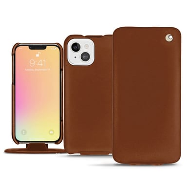 Housse cuir Apple iPhone 13 mini -  - Marron - Cuir lisse