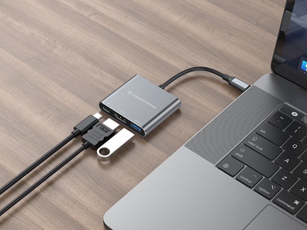 Conceptronic DONN18G station d'accueil Avec fil USB 3.2 Gen 1 (3.1 Gen 1) Type-C Gris