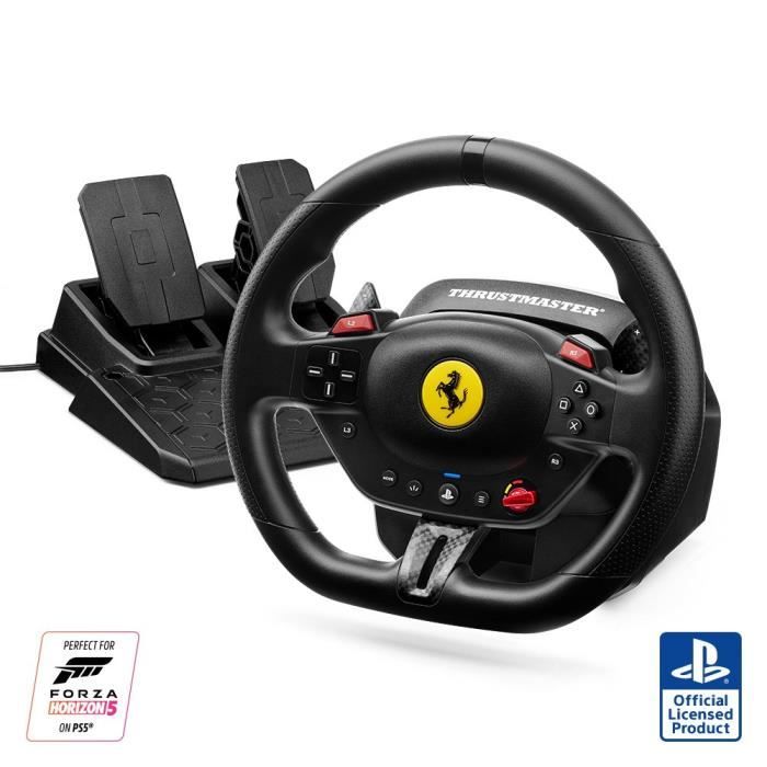 Volant + pédalier - T98-P Ferrari 296 GTB - Sans systeme audio - USB filaire - Noir - Neuf