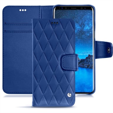 Housse cuir Samsung Galaxy S9 -  - Bleu - Cuir lisse couture