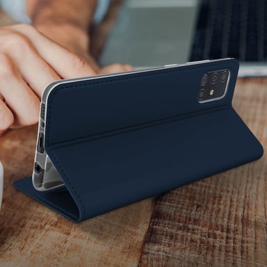 Housse pour Samsung Galaxy A51 Étui Folio Porte-carte Support Vidéo Bleu nuit