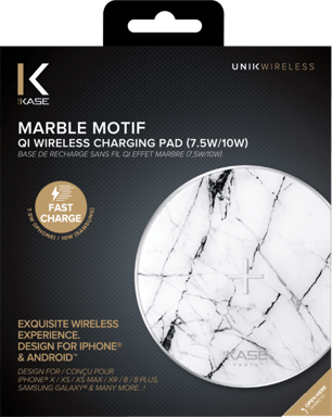 Base di ricarica wireless Qi veloce con effetto marmo 7,5W/10W, bianco